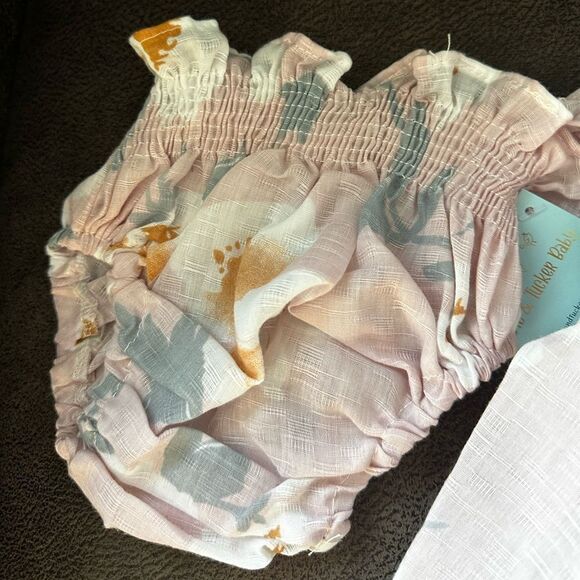 NEW Blue  Floral Smocked Top/dress and Bloomers Set - Picture 3 of 3